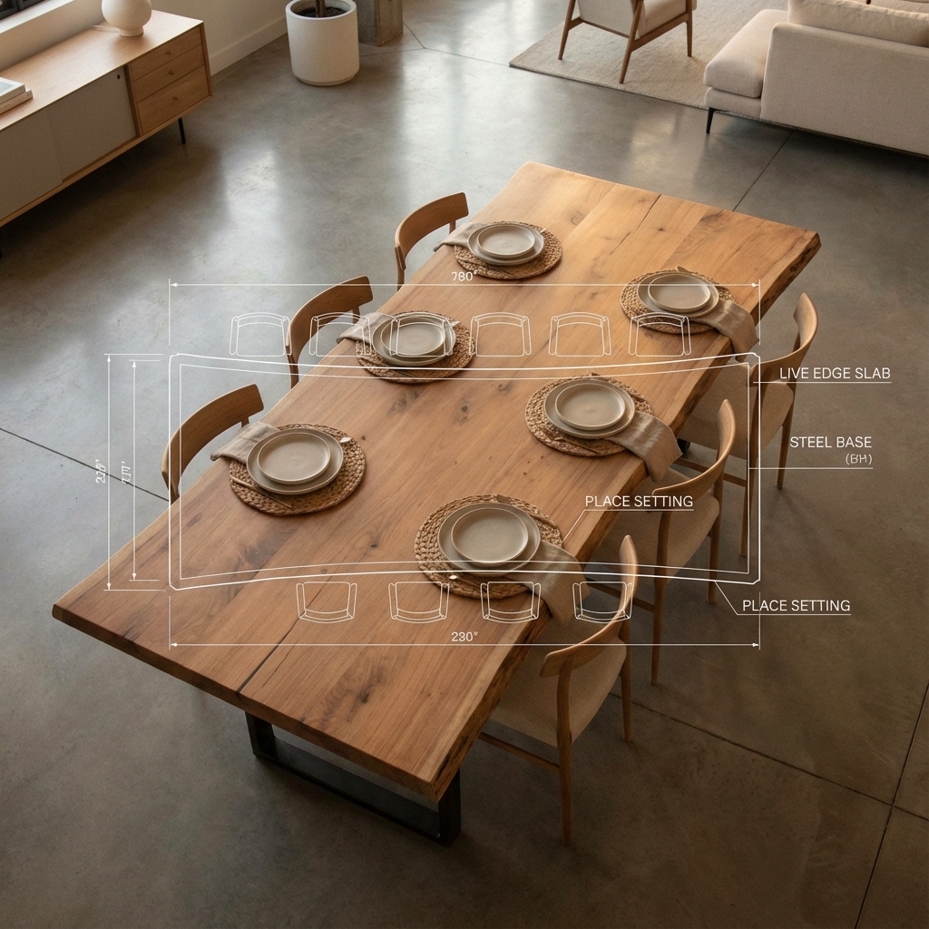 Dining Table Size Diagram concept